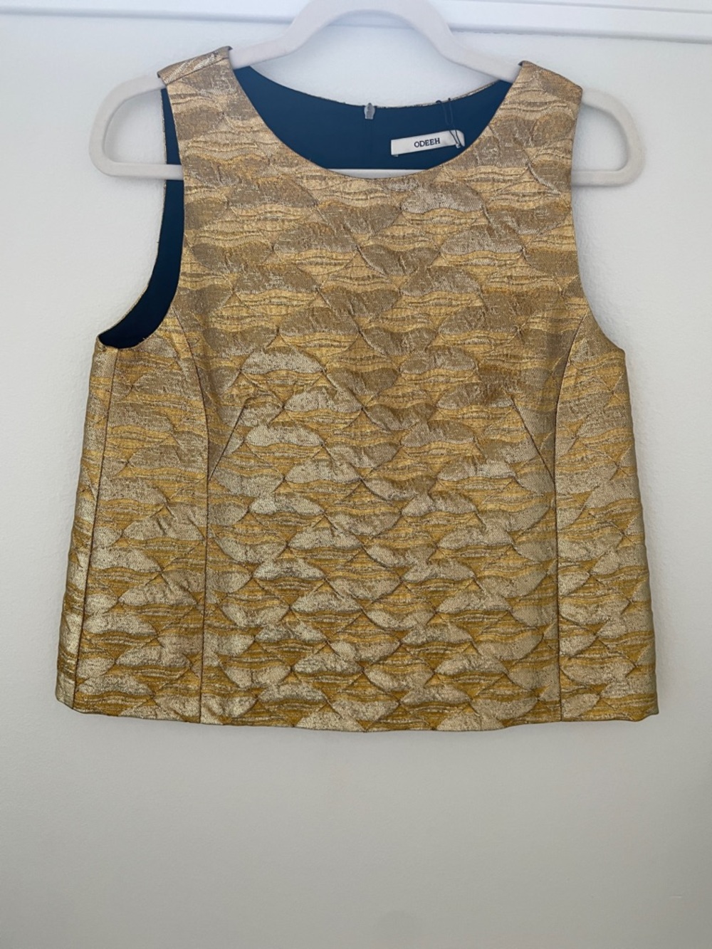 Odeeh Gold Jacquard Sleeveless Blouse
